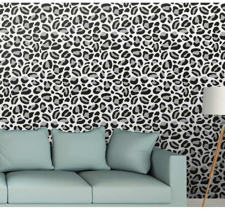 Papel pintado salón patrón leopardo gris - TenVinilo