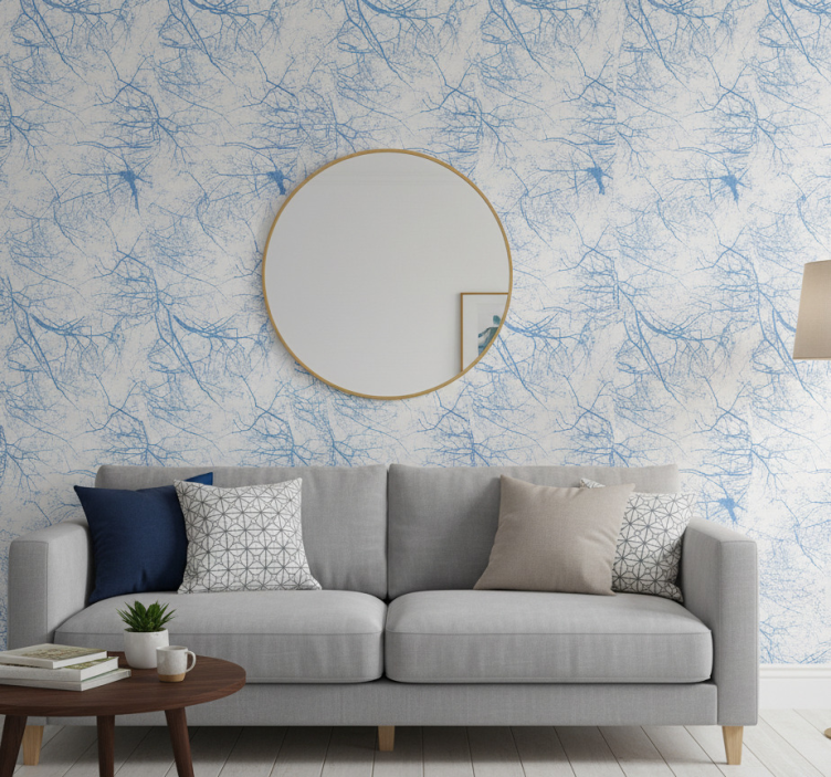 Papel pintado árboles azul - TenVinilo