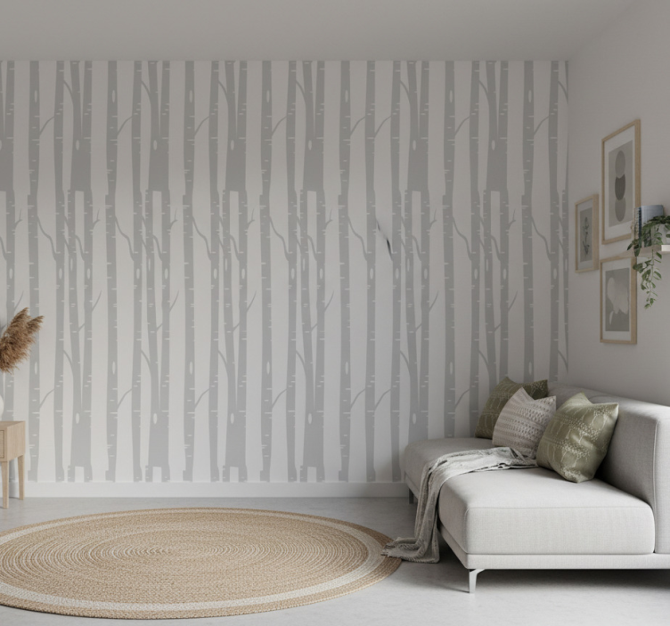 Papel pintado árboles bosque de abedules escandinavo - TenVinilo