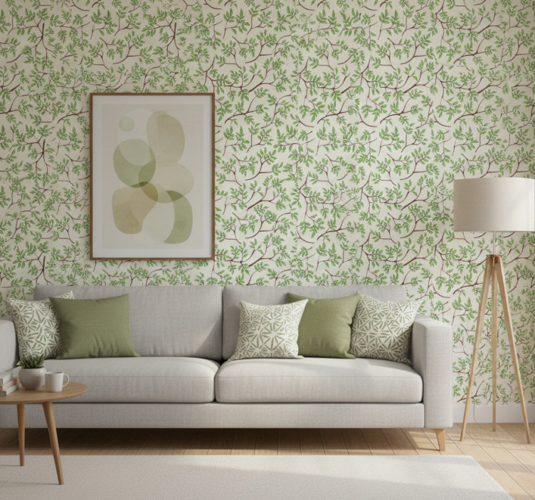 Papel pintado árboles diseño de ramas finas - TenVinilo