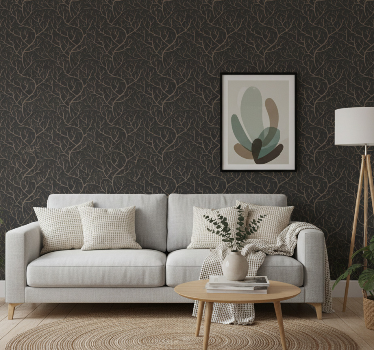 Papel pintado árboles estilo escandinavo bosque nocturno - TenVinilo