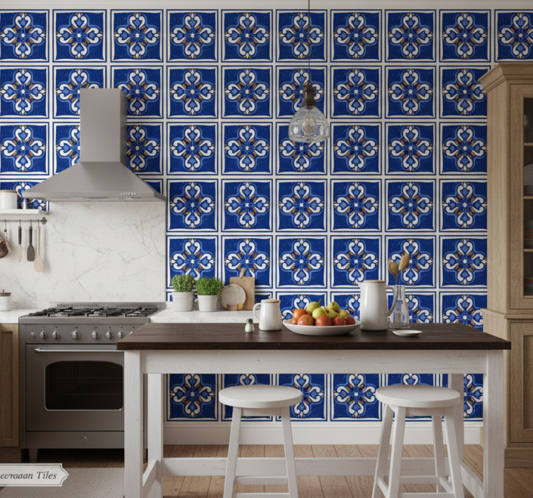Papel pintado azulejos clásicos mediterráneos - TenVinilo
