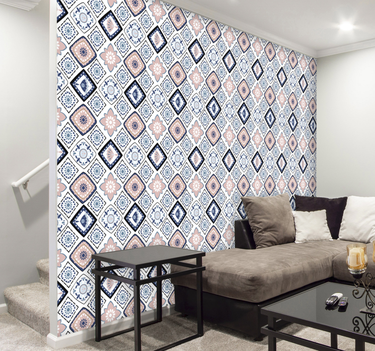 Papel pintado azulejos elegancia en patrones de mosaicos - TenVinilo