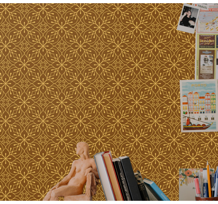 Papel pintado azulejos flores geométricas - TenVinilo