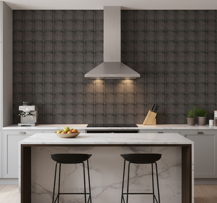 Papel pintado azulejos ladrillos negros de piedra - TenVinilo