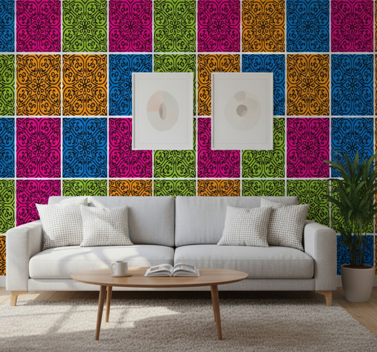 Papel pintado azulejos patrones de mandala - TenVinilo