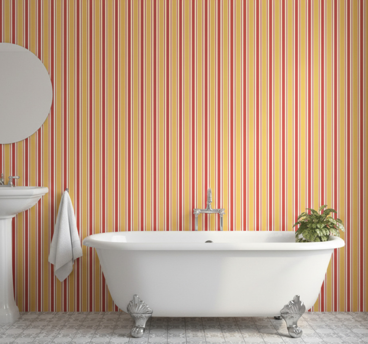 Papel pintado baño patrón de rayas de colores - TenVinilo
