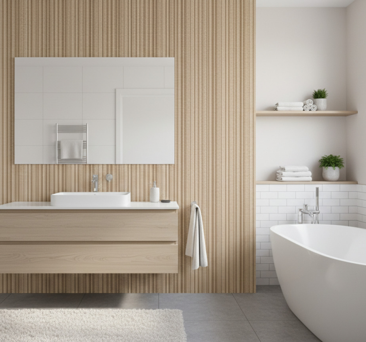 Papel pintado baño tejido neutro texturizado - TenVinilo