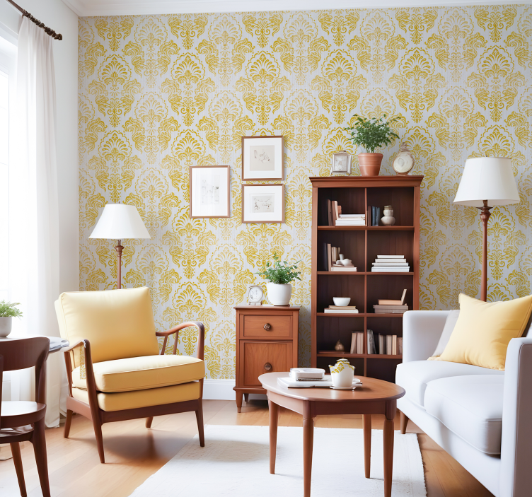 Papel pintado barroco diseño dorado - TenVinilo