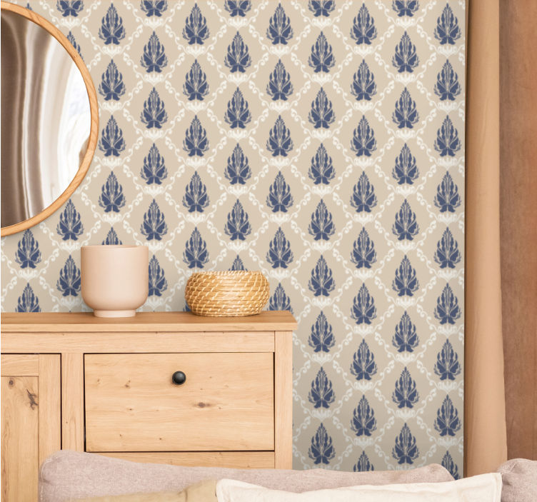 Papel pintado barroco motivo floral frondoso - TenVinilo