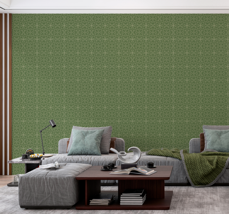 Papel pintado vintage patrón de damasco minimalista - TenVinilo