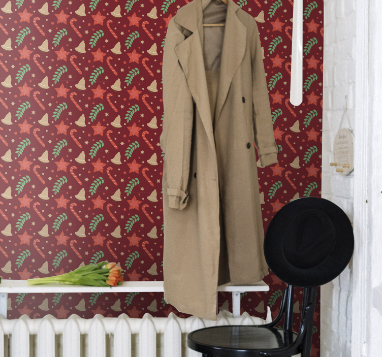 Papel pintado navidad patrón de caramelo gigante - TenVinilo