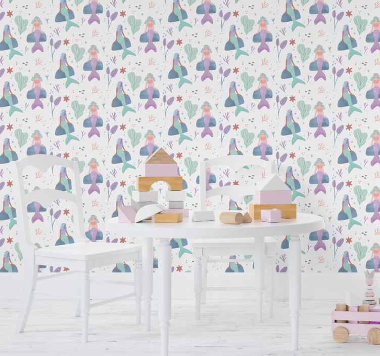 Papel pintado infantil fantasía de sirena - TenVinilo