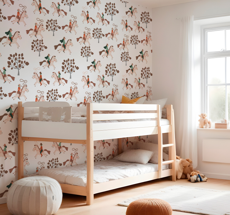 Papel pintado caballos cabalgando en el bosque - TenVinilo