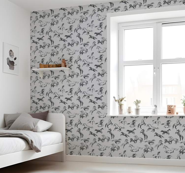 Papel pintado caballos varias posiciones - TenVinilo