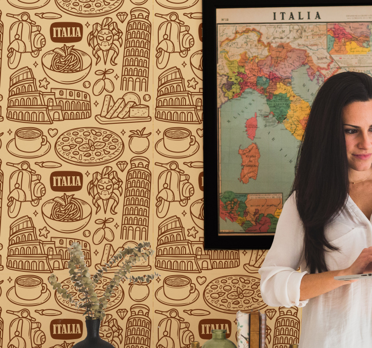 Papel pintado ciudades boceto de monumentos italianos - TenVinilo