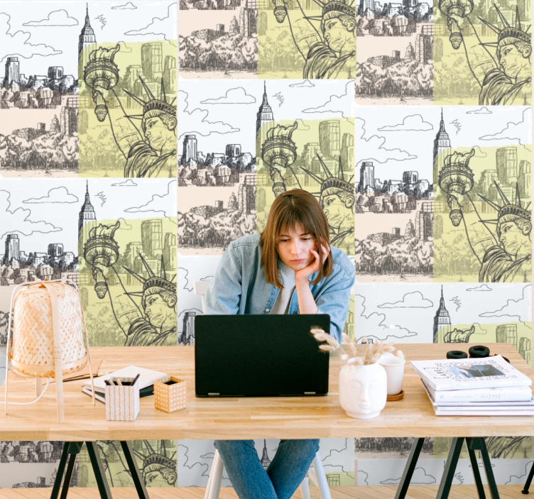 Papel pintado ciudades diseño de boceto urbano - TenVinilo