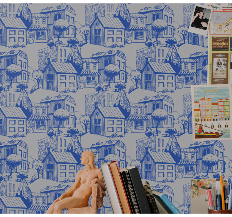 Papel pintado ciudades ilustración de dibujo urbano - TenVinilo