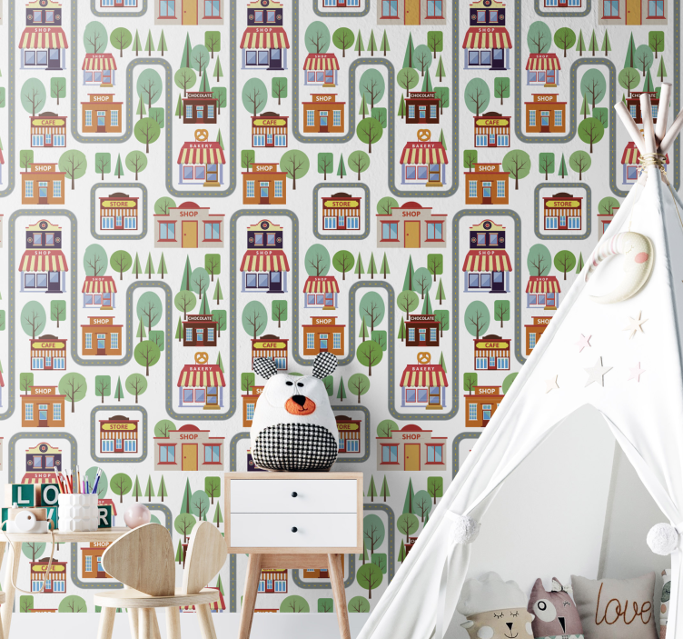 Papel pintado ciudades paisaje urbano encantador - TenVinilo