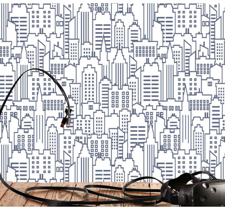 Papel pintado ciudades siluetas del horizonte urbano - TenVinilo