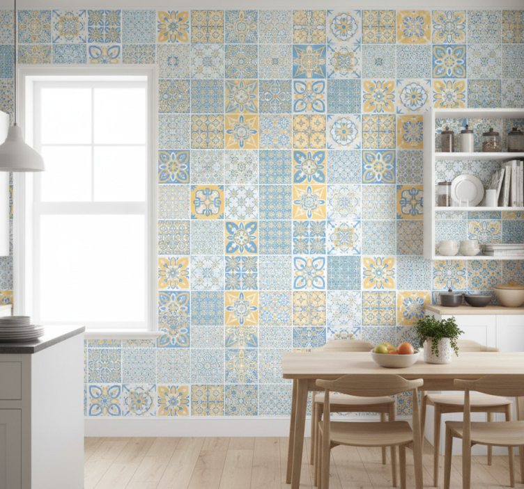 Papel pintado cocina azulejos portugueses - TenVinilo