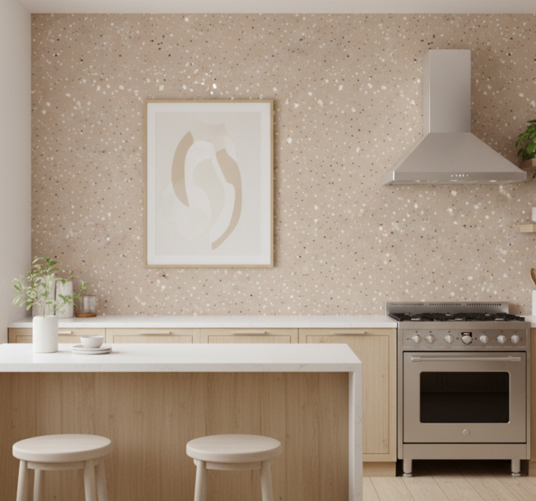 Papel pintado cocina beige textura terrazzo - TenVinilo