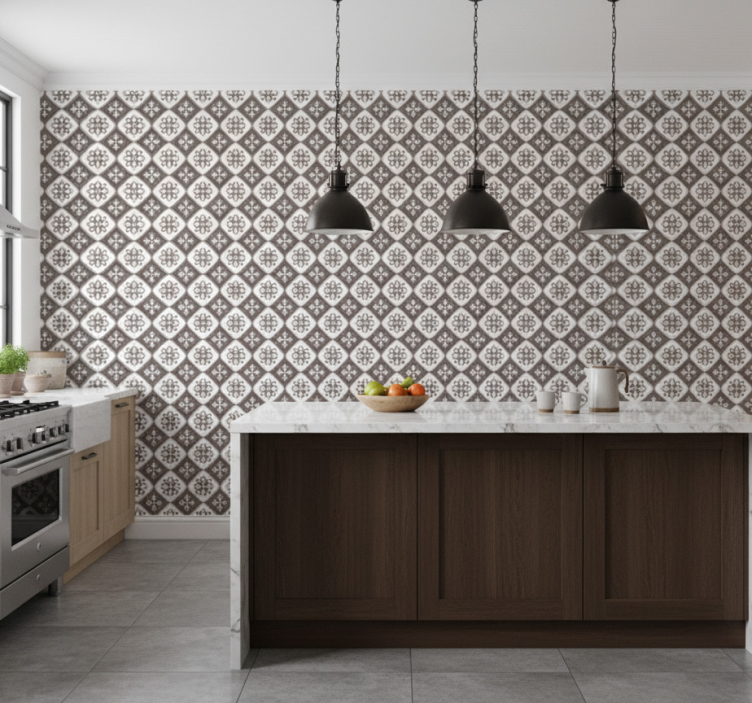 Papel pintado cocina estilo azulejos portugueses - TenVinilo