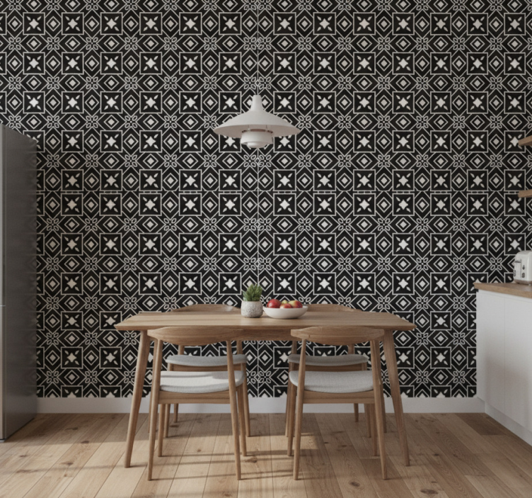 Papel pintado cocina estilo blanco y negro - TenVinilo
