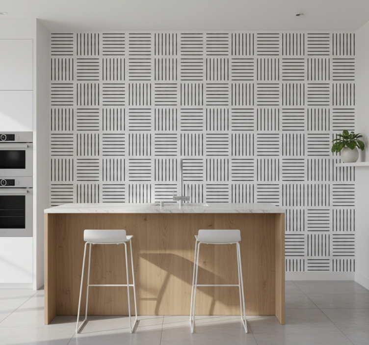 Papel pintado cocina líneas nórdicas - TenVinilo