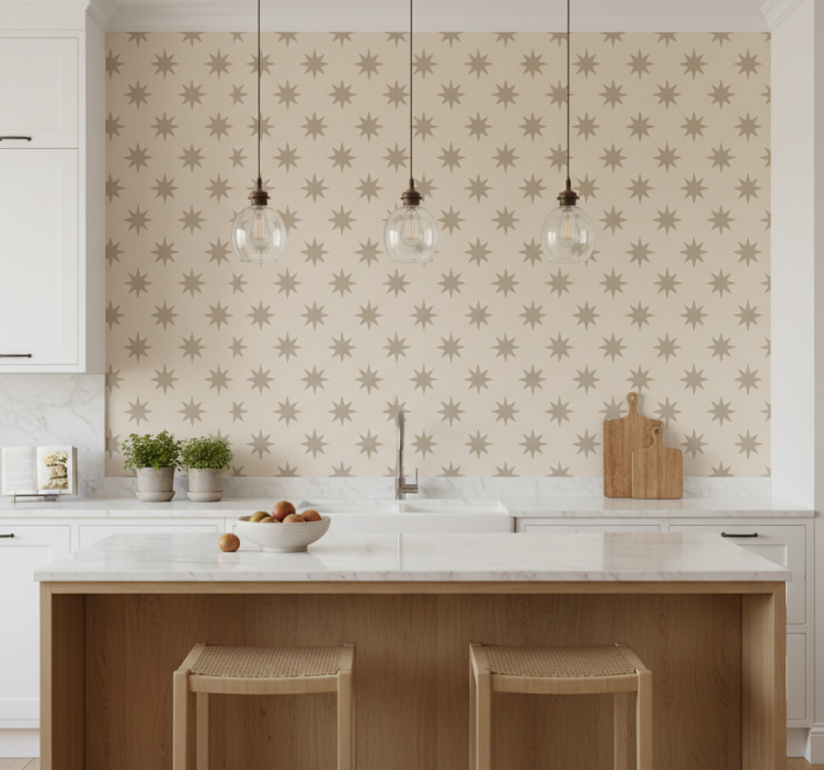 Papel pintado cocina motivo estrellado beige - TenVinilo