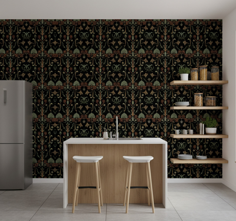 Papel pintado cocina motivos de follaje elegante - TenVinilo