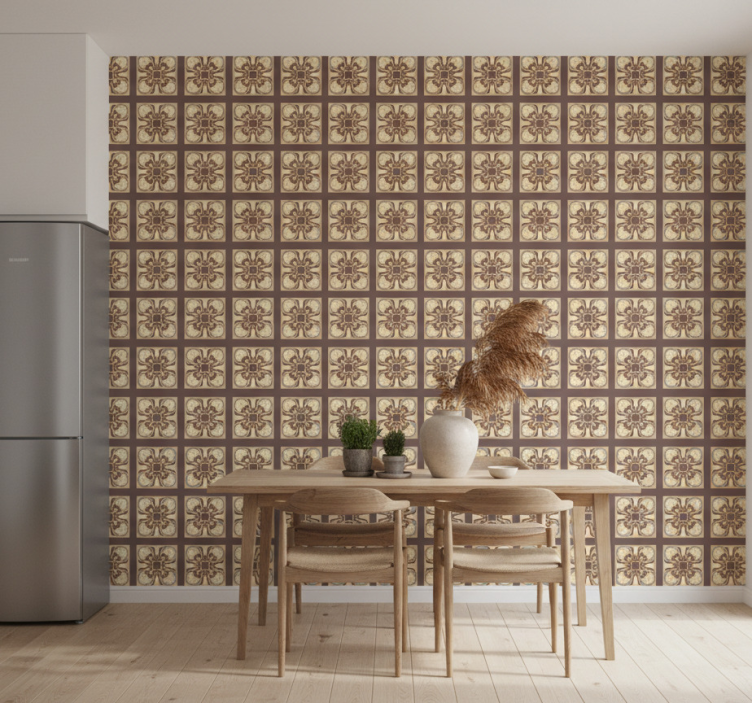 Papel pintado cocina patrón de azulejos cerámicos - TenVinilo