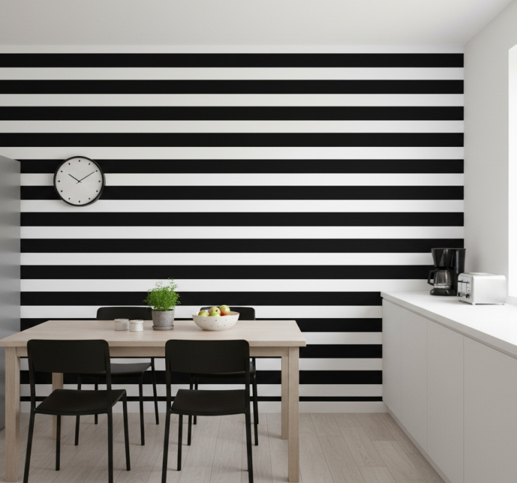 Papel pintado cocina rayas blancas y negras - TenVinilo