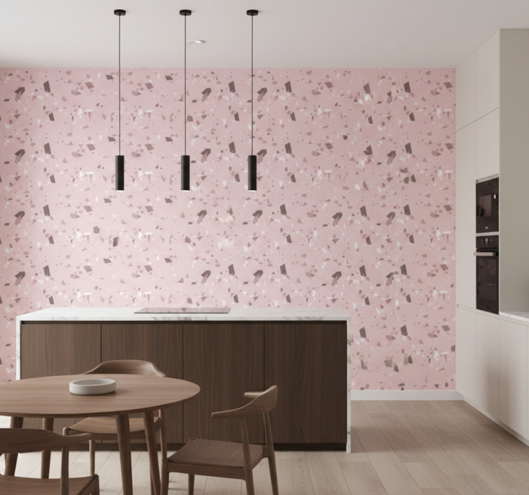Papel pintado cocina suelo texturizado rosa - TenVinilo