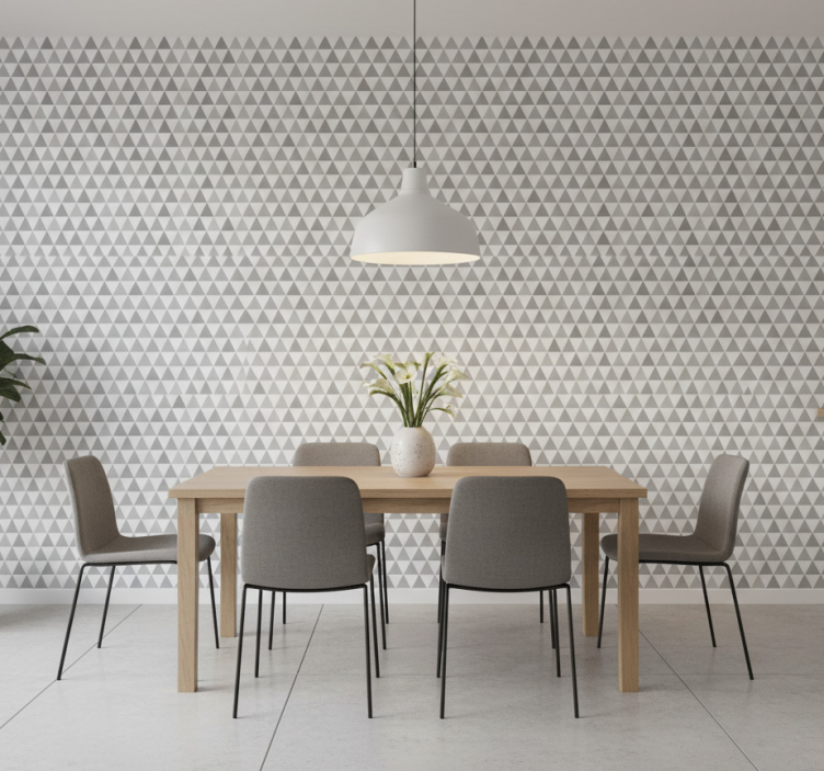 Papel pintado comedor en tonos grises minimalistas - TenVinilo