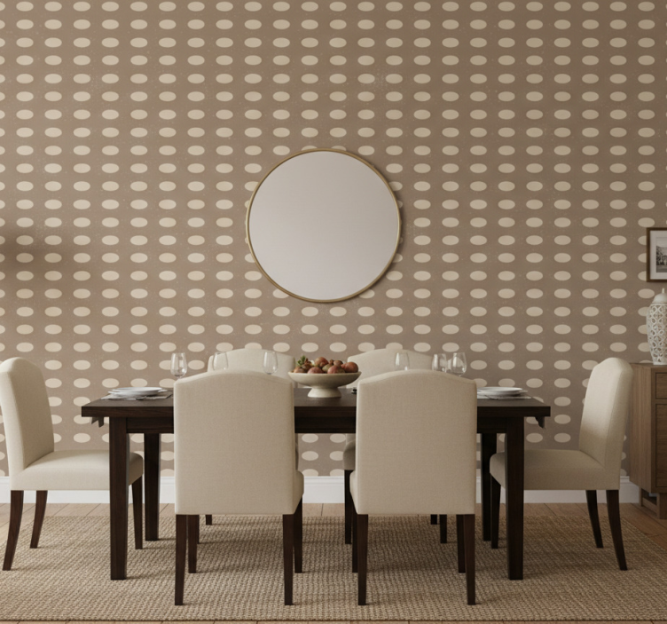 Papel pintado comedor patrón de círculos marrones - TenVinilo