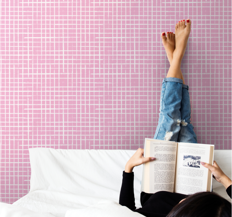 Papel pintado cuadros ambiente de patrón de cuadrícula - TenVinilo