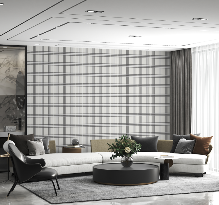 Papel pintado patrón cuadros - TenVinilo