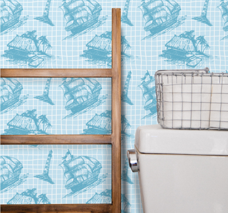 Papel pintado de arte bocetos náuticos - TenVinilo