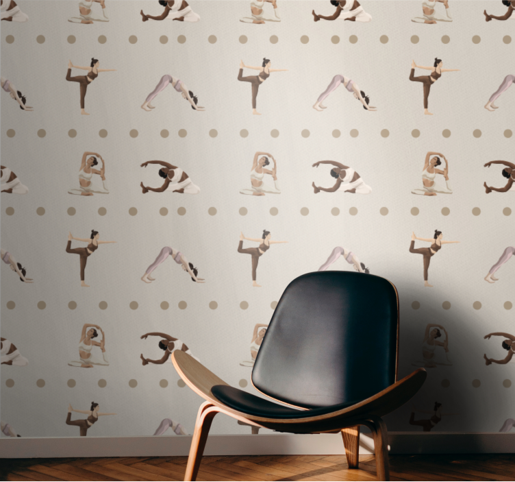 Papel pintado de arte figuras de posturas de yoga - TenVinilo