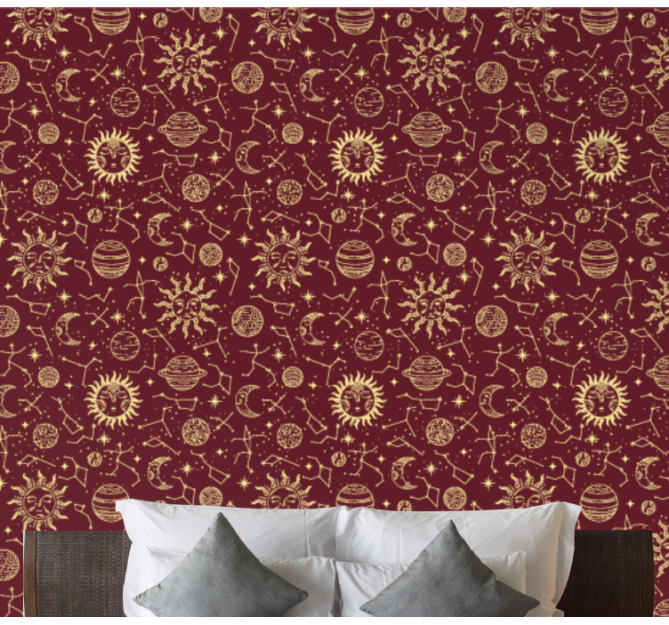 Papel pintado dormitorio matrimonio patrones celestiales - TenVinilo