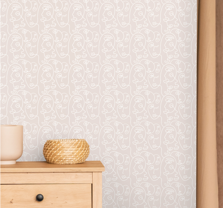 Papel pintado de arte patrones de rostros abstractos - TenVinilo