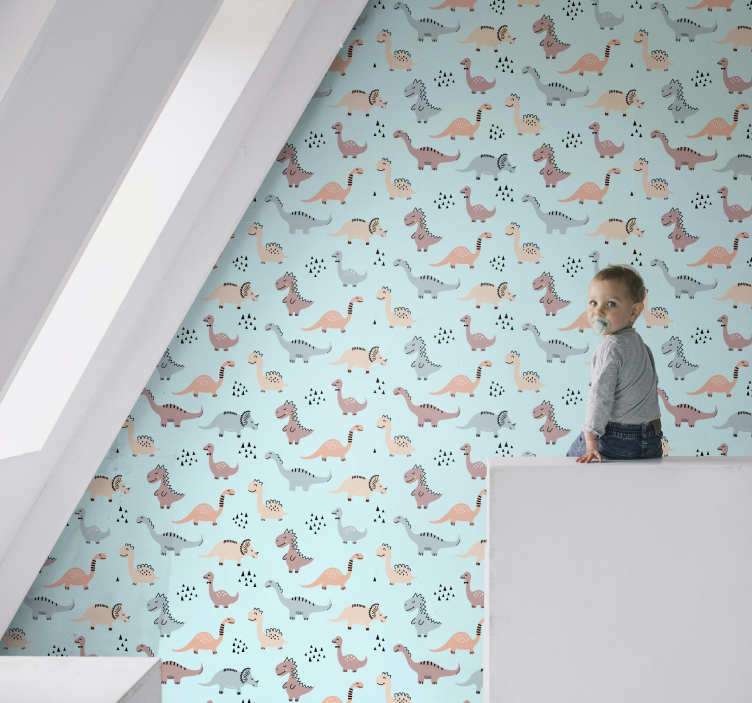 Papel pintado dinosaurios parque infantil de dinosaurios - TenVinilo
