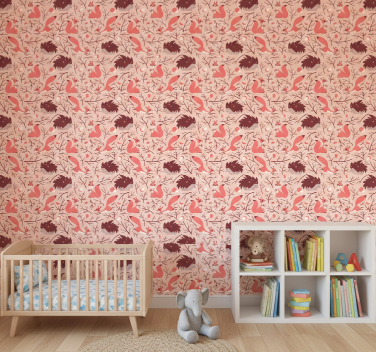 Papel pintado dinosaurios ardillas y erizos - TenVinilo