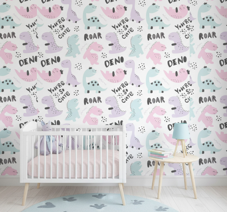 Papel pintado dinosaurios princesa dino - TenVinilo