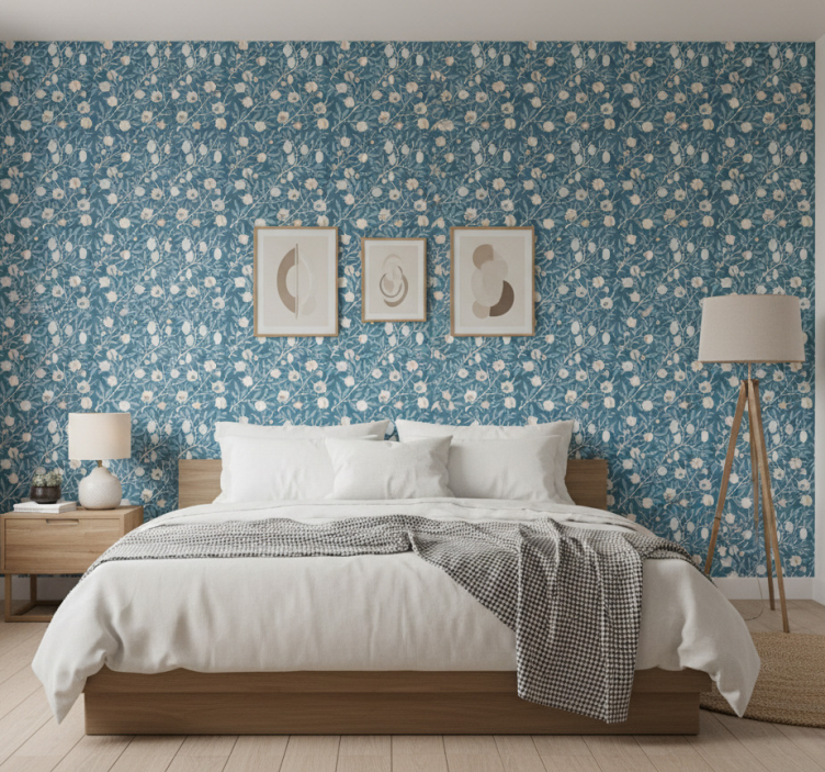 Papel pintado dormitorio arreglo floral inspirado - TenVinilo