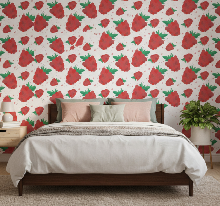 Papel pintado dormitorio berries acuarela con manchas - TenVinilo