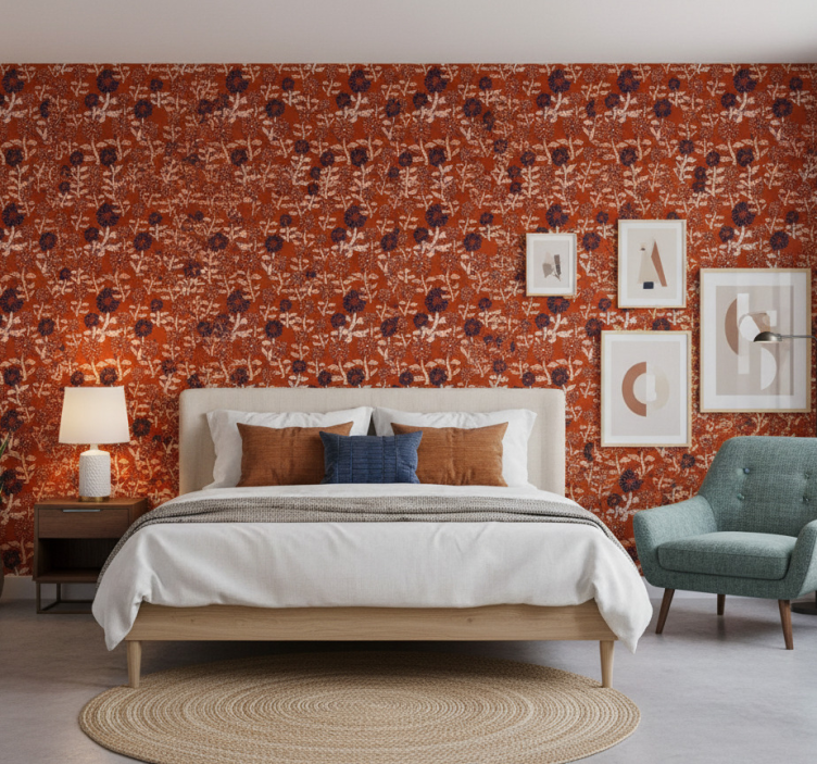 Papel pintado dormitorio diseño abstracto girasol africano - TenVinilo