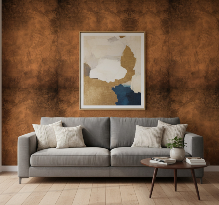 Papel pintado dormitorio diseño retro marrón rústico - TenVinilo