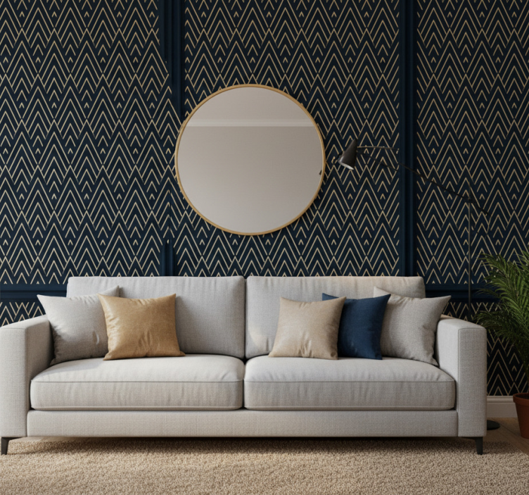 Papel pintado dormitorio efecto panelado lujoso - TenVinilo